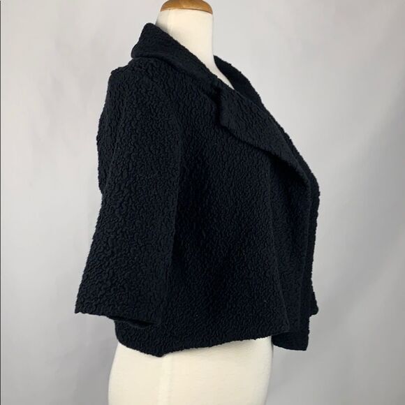 Eileen Fisher Black Textured Cropped Jacket - Picture 2 of 5